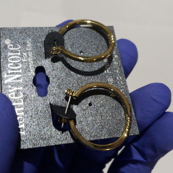 Ashley Nicole Gold tone Twisted Design Hoop Earrings - Women's Fashion Jewelry - Picture 6 of 7